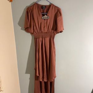 Angie clay color hi-lo dress